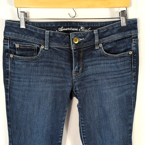 American Eagle Slim Boot Jeans Womens 8R Blue Stretch Low Rise Bootcut Denim - Picture 2 of 16